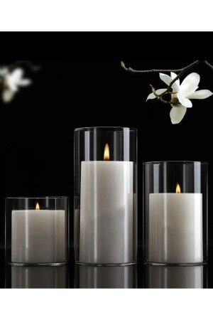 مجموعة من 3 أوقات شمعة زجاجية - Paşabahçe