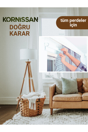 3 Raylı 3 Metre Birinci Sınıf Polyester Kalın Perdeler Için Tutucu Ray Korniş Lüks 1. Sınıf 0001< - 7