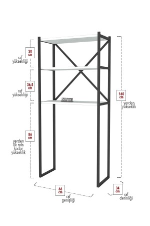 3 Regale, Metall-Badezimmer-Organizer, Metall-Badezimmerregal mit Waschmaschinen-Oberseite, Weiß Bfg-Mtl-Bny-Duz - 8