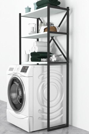 3 Regale, Metall-Badezimmer-Organizer, Metall-Badezimmerregal mit Waschmaschinen-Oberseite, Weiß Bfg-Mtl-Bny-Duz - 4