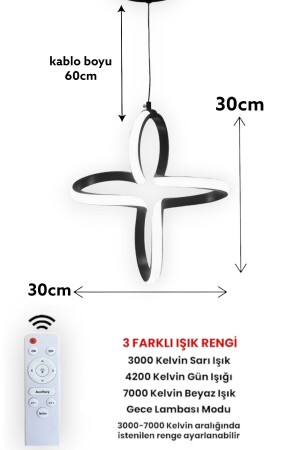 3 Renk Işıklı Modern Sarkıt Siyah Kasa Led Avize Antre, Hol, Oda Gonca - 5