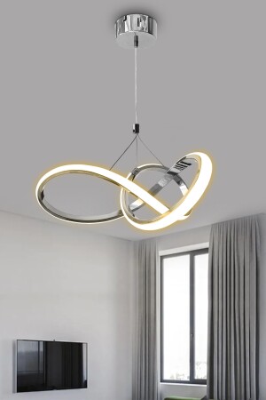 3 Renk Kumandalı Dimmerli Krom Modern Sarkıt Led Avize 4 Mod kardelen - 6