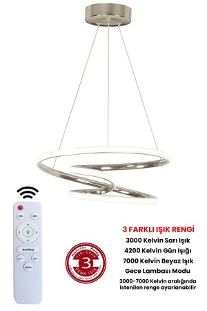 3 Renk Kumandalı Krom Dimmerli Led Avize Galaksi Ledli Avize - 2