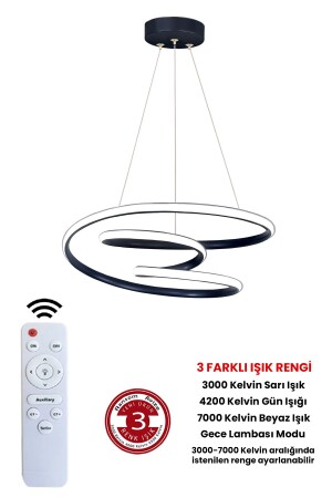 3 Renk Kumandalı Siyah Dimmerli Led Avize Galaksi Ledli Avize - 2