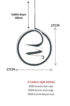 3 Renk Modern Sarkıt Led Avize Gümüş Gri Kasa helezon - 4