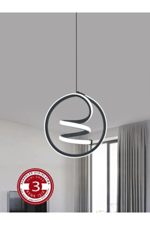 3 Renk Modern Sarkıt Led Avize Siyah Kasa helezon - 3