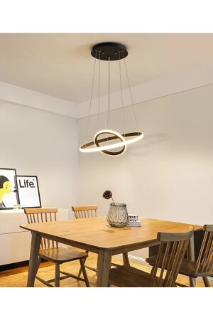 Moderner intelligenter Kronleuchter mit 3 farbigen LEDs / 2-teiliger Kreis-Hängelampen-Kronleuchter / 40-20 cm / Anthrazitfarbenes Gehäuse 2-teiliger Kreis klein - Pera