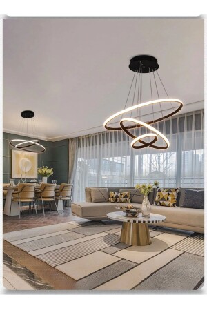 Moderner intelligenter Kronleuchter mit 3 bunten LEDs / 3-teiliger Kreis-Hängelampen-Kronleuchter / 50-40-30 cm / Anthrazitfarbenes Gehäuse 3-teiliger Kreis - Pera