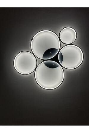 Moderner intelligenter Kronleuchter mit 3 farbigen LEDs / 5-teiliger runder Plafonier-Kronleuchter / Anthrazitfarbenes Gehäuse 5-teiliger runder Plafonier-Kronleuchter - Pera