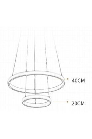 3 Renkli Ledli Modern Akıllı Avize - 2 'li Çember Sarkıt Avize - 40-20 Cm - Antrasit Kasa 2'li Çember Küçük - 4