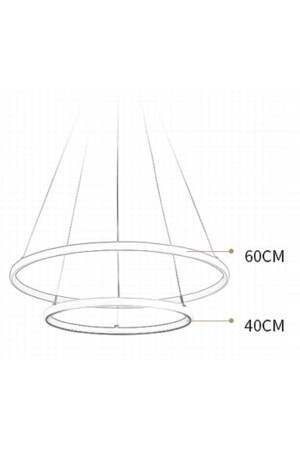 3 Renkli Ledli Modern Akıllı Avize - 2 'li Çember Sarkıt Avize - 60-40 Cm - Antrasit Kasa 2'li Çember - 7