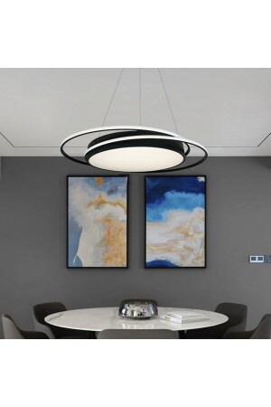 3-farbiger LED-Kronleuchter mit moderner intelligenter Pendelleuchte / 60' Trommel 75 cm Kreis / Anthrazitfarbenes Gehäuse 60' Trommel 75 cm - Pera