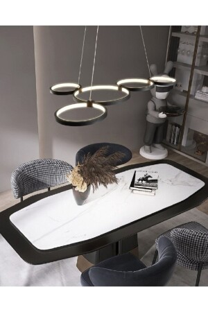 3 Renkli Ledli Modern Sarkıt Akıllı Avize - 5 'li Halka Sarkıt - 120 Cm - Antrasit Gövde Modern Sarkıt 120 - Pera