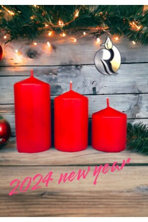 مجموعة من الشموع الخاصة بالسنة الجديدة من 3 أسطوانات - Royal Mum