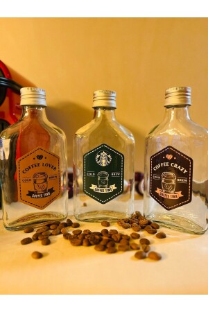 مجموعة من 3 علبة زجاجية مسطحة مقاومة للماء مجموعة من علبة زجاجية قهوة قهوة - Saccura Decor