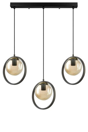 م.ن.ز- نينا تصميم حديث أسود اللون العسل الزجاجي صف غرفة المعيشة - المطبخ - غرفة النوم 3 قطع شمعة SININA3 - Fer Avize