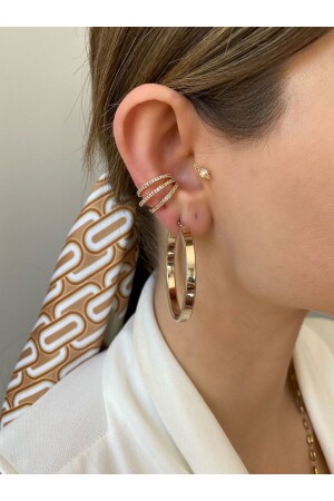 3 Sıra Zirkon Taşlı Kıkırdak Küpe Earcuff - 1