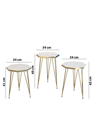 3-Sitzer-Nesting-Couchtisch, Gold-Serie, Modell Octagon, Nesting-Couchtisch, Metalldrahtbeine, GoldOctagonZigonM1 - 5