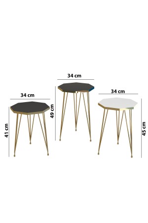 3-Sitzer-Nesting-Couchtisch, Gold-Serie, Modell Octagon, Nesting-Couchtisch, Metalldrahtbeine, GoldOctagonZigonM1 - 4