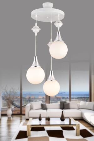 مكنز المعلقة المعلقة الصندوق الأبيض 3 قطع الأبيض القشرة العلوية الزجاج الكروم إلى أسفل وجهة الفخام الشنادل snsz50169 - SONSUZ AYDINLATMA&AVİZE