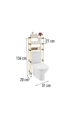 3-stöckiges Mehrzweckregal aus Holz über der Toilette, 51 cm breit, BT – 5103 - 4