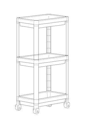 3-stöckiges Organizer-Regal mit Rollen, Grau – Badezimmerschrank – Küchenregal – Organizer – Organizer-Regal - 4