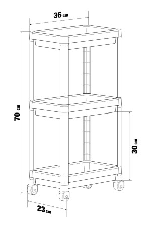 3-stöckiges Organizer-Regal mit Rollen, Grau – Badezimmerschrank – Küchenregal – Organizer – Organizer-Regal - 5