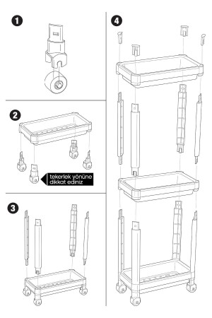 3-stöckiges Organizer-Regal mit Rollen, Grau – Badezimmerschrank – Küchenregal – Organizer – Organizer-Regal - 6