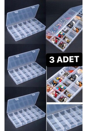 3 Stück 18 Fächer transparente Halskette Ring Schmuck Box Organizer Organizer Box - 1