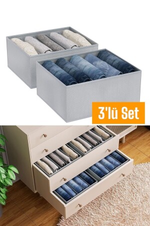 3 Stück 5 Fächer faltbar Hosen Hemd Pullover Organizer Aufbewahrungsbox Organizer - 2