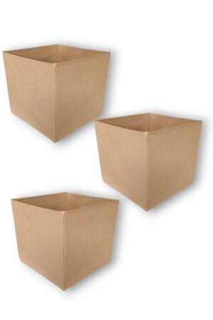 3 Stück beige Mehrzweck-Schrank-Organizer-Box, dekorative Aufbewahrungsbox, Regal-Organizer, groß, PCSK3 - 2
