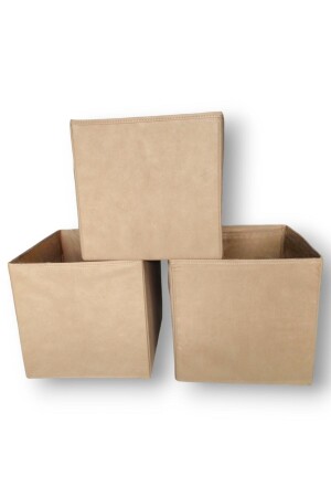 3 Stück beige Mehrzweck-Schrank-Organizer-Box, dekorative Aufbewahrungsbox, Regal-Organizer, groß, PCSK3 - 3