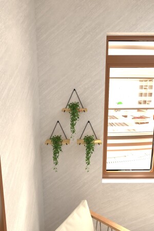 3 Stück echtes Massivholz, dekoratives Regal, Balkon-Arrangement, Blumenhalter - 5