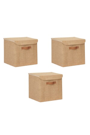 3 Stück mit Jute überzogener Schrank, Wäschespielzeug-Organizer, zusammenklappbarer Aufbewahrungsbox-Organizer, 30 x 30 x 30 cm. D127. SBXA. SET06. R07 - 7