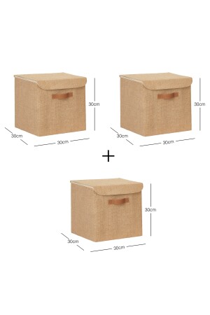 3 Stück mit Jute überzogener Schrank, Wäschespielzeug-Organizer, zusammenklappbarer Aufbewahrungsbox-Organizer, 30 x 30 x 30 cm. D127. SBXA. SET06. R07 - 9