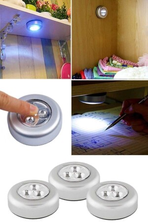 3 Stück selbstklebende kabellose Touch-Spot-Lampe in der Vitrine, Küchenarbeitsplatten-Schrankbeleuchtung - 3