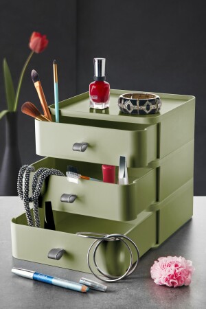 3-stufige Mehrzweck-Desktop-Organizer-Schublade – Aufbewahrungsbox Schmuck-Make-up-Organizer TGM-0021 - 2