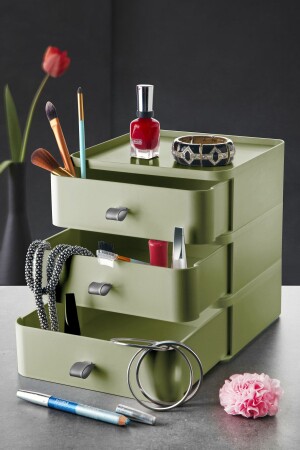 3-stufige Mehrzweck-Desktop-Organizer-Schublade – Aufbewahrungsbox Schmuck-Make-up-Organizer TGM-0021 - 1