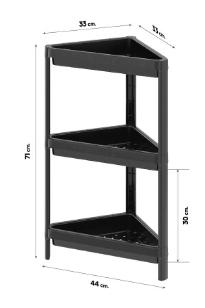 3-stufiges schwarzes Eckregal, praktischer Mehrzweck-Organizer, Badezimmerregal, Küchenregal, Schuhregal OMS-003-2 - 5