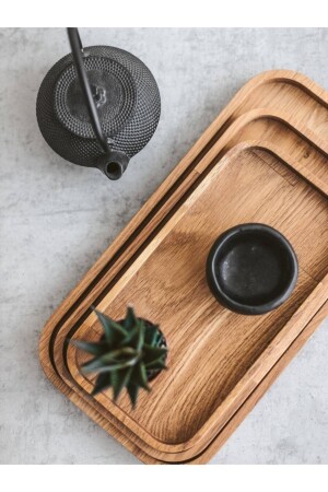 مجموعة من 3 لوحات الخشب الطبيعي لخدمة العرض والخدمة - kozawoodart