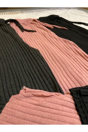 3-teilige bequeme Damen-Cordhose und -Trainingsanzug in Schwarz - Anthrazit - Rosa - Lässiger, bequemer Schlafanzug für zu Hause - 2