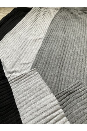 3-teilige bequeme Damen-Cordhose und -Trainingsanzug in Schwarz – Grau – geräuchert, lässiger, bequemer Schlafanzug für zu Hause K0109-0010 - 2