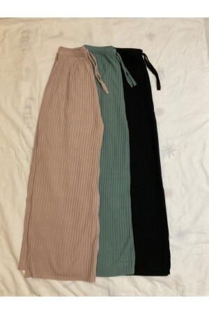 3-teilige bequeme Damen-Cordhose und -Trainingsanzug in Schwarz – Wassergrün – Haut, lässiger, bequemer Schlafanzug für zu Hause K0109-0010 - 1