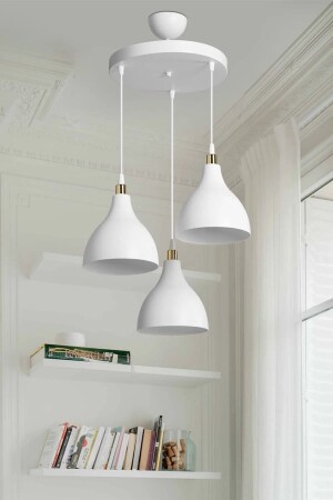 3-teilige hängende weiße Pendelleuchte Kronleuchter Schlafzimmer Wohnzimmer Küche Flur Lampe Kronleuchter1 - 2