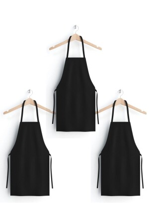 3-teilige Küchenschürze – 100 % Baumwolle, schwarzer Gabardine-Stoff APRON03 - 2