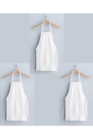 3-teilige Küchenschürze – Kochschürze aus 100 % Baumwolle, weißer Gabardine-Stoff APRON04 - 2