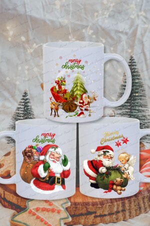 3-teilige Neujahrsgeschenktassen mit Weihnachtsmann-, Rentier- und Engel-Motiv zum Thema Silvester – Tee-Kaffee BRK429 - 1