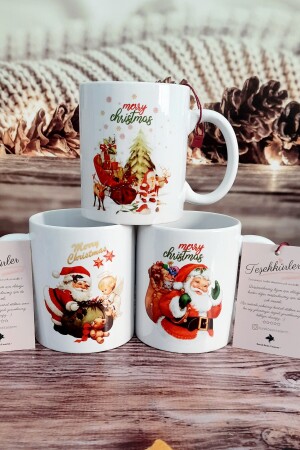 3-teilige Neujahrsgeschenktassen mit Weihnachtsmann-, Rentier- und Engel-Motiv zum Thema Silvester – Tee-Kaffee BRK429 - 3