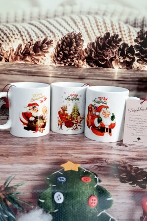 3-teilige Neujahrsgeschenktassen mit Weihnachtsmann-, Rentier- und Engel-Motiv zum Thema Silvester – Tee-Kaffee BRK429 - 4