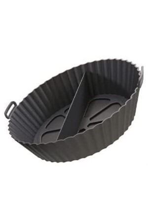 3-teilige praktische Silikon-Airfryer-Backform SCHWARZ, Kleeblatt – Muffin – Ofen mit zwei Fächern – Mikrowelle Hh - 6